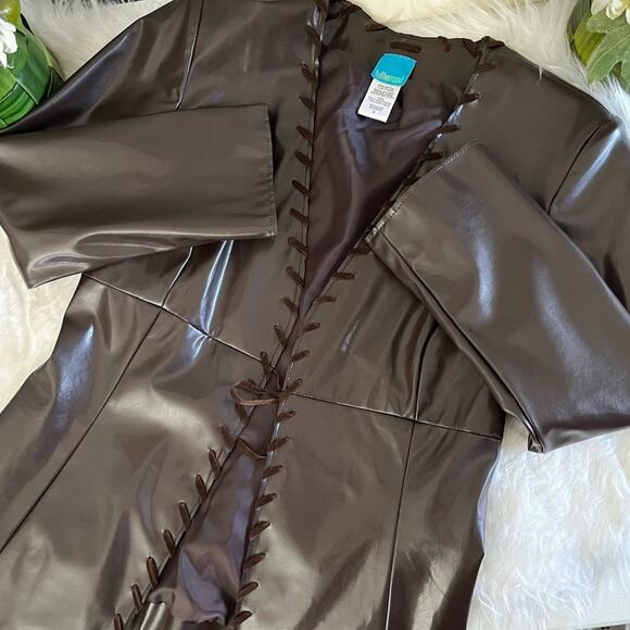 NEW To The Max Whipstitch 90s Faux Leather Longline Hourglass Boho Jacket S NWOT - Picture 10 of 16
